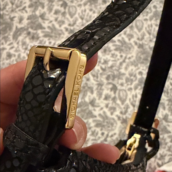 Michael Kors Black Snakeskin Mini Bag with Gold Accents - Picture 3 of 9